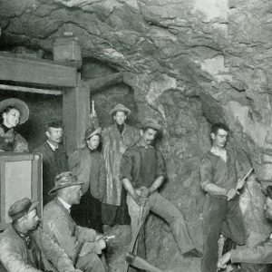 Hand-drilling miners, Parrot Mine, Butte, Montana